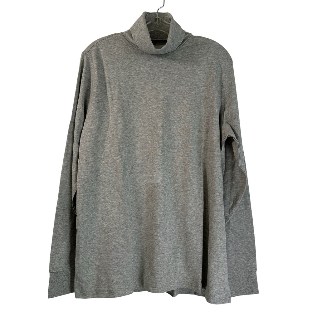 Lands End Mens XL/T Gray Heather Relaxed Fit Cotton Turtleneck Long Sleeve Top